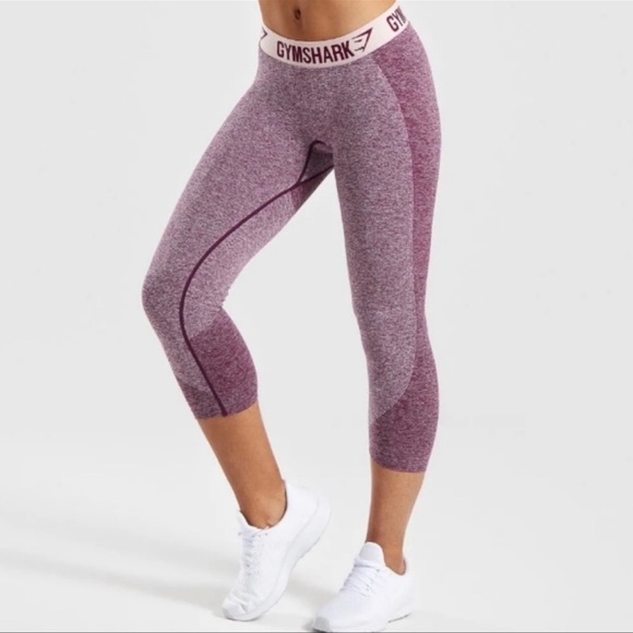 Gymshark Womens Flex Cropped Legging Pants Ruby Blush Size Small Seamless Active - Picture 1 of 6